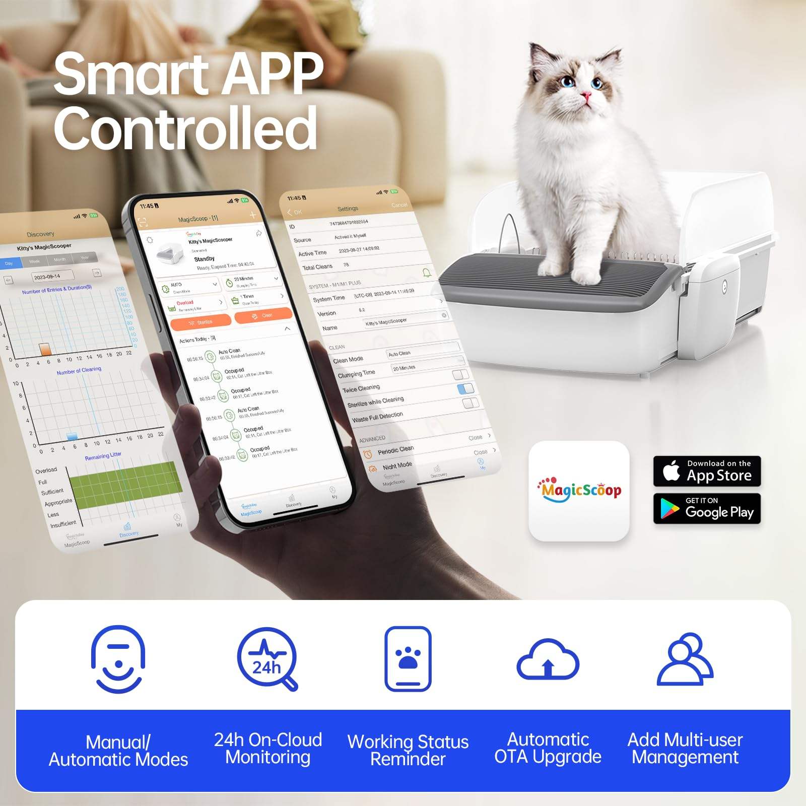 HKM-7346493 Self-Cleaning Automatic Cat Litter Box with Smart Features for Easy Waste Management