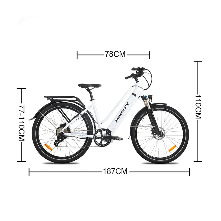 HKM-734675 Electric City Bike with 48V 19.2Ah Battery, 27.5 Inch Aluminum Alloy Frame, 9-Speed Gears, Hydraulic Disc Brakes