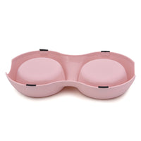 HKM-7347005 Round Dual Pet Bowl in Durable Plastic and Stainless Steel ¨C Easy to Clean Water Basin