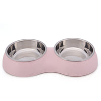 HKM-7347005 Round Dual Pet Bowl in Durable Plastic and Stainless Steel ¨C Easy to Clean Water Basin