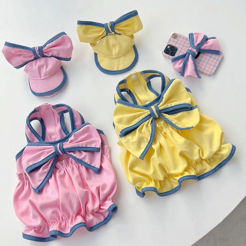 HKM-7347389 Charming Pet Skirts for Small Dogs ¨C Stylish Yellow & Pink Options in Multiple Sizes