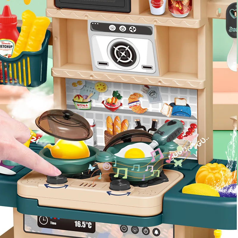 HKM-734803 43-Piece Interactive Kitchen Play Set for Kids with Sound and Light Features