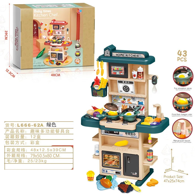 HKM-734803 43-Piece Interactive Kitchen Play Set for Kids with Sound and Light Features