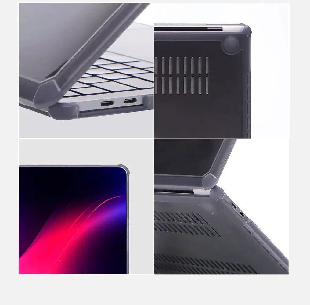 HKM-735059 Crystal TPU Anti-Slip Laptop Case with Louver Design for MacBook Air 13.3 Inches