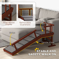 HKM-7352253 Wooden Dog Ramp with Removable Guardrails, Non-Slip Carpet Surface, 20° Slope for Pets Up to 66 lbs