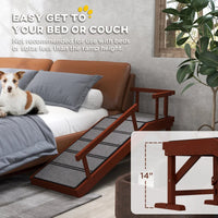 HKM-7352253 Wooden Dog Ramp with Removable Guardrails, Non-Slip Carpet Surface, 20° Slope for Pets Up to 66 lbs