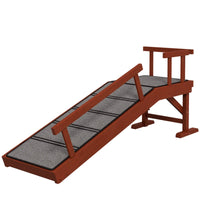 HKM-7352253 Wooden Dog Ramp with Removable Guardrails, Non-Slip Carpet Surface, 20° Slope for Pets Up to 66 lbs