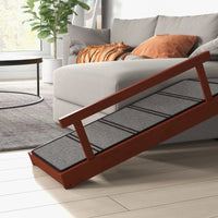 HKM-7352253 Wooden Dog Ramp with Removable Guardrails, Non-Slip Carpet Surface, 20° Slope for Pets Up to 66 lbs