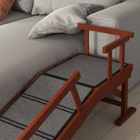 HKM-7352253 Wooden Dog Ramp with Removable Guardrails, Non-Slip Carpet Surface, 20° Slope for Pets Up to 66 lbs