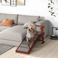 HKM-7352253 Wooden Dog Ramp with Removable Guardrails, Non-Slip Carpet Surface, 20° Slope for Pets Up to 66 lbs