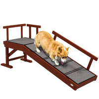 HKM-7352253 Wooden Dog Ramp with Removable Guardrails, Non-Slip Carpet Surface, 20° Slope for Pets Up to 66 lbs
