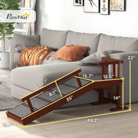 HKM-7352253 Wooden Dog Ramp with Removable Guardrails, Non-Slip Carpet Surface, 20° Slope for Pets Up to 66 lbs