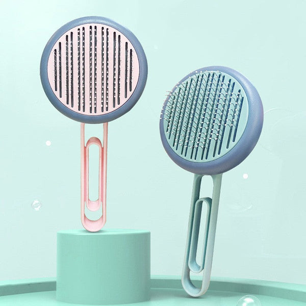 HKM-7352381 Pet Hair Removal Comb with Stainless Steel & Plastic Design in Pink and Blue