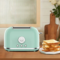 HKM-735251 Stainless Steel Retro 2-Slice Electric Toaster for Toasting Bread