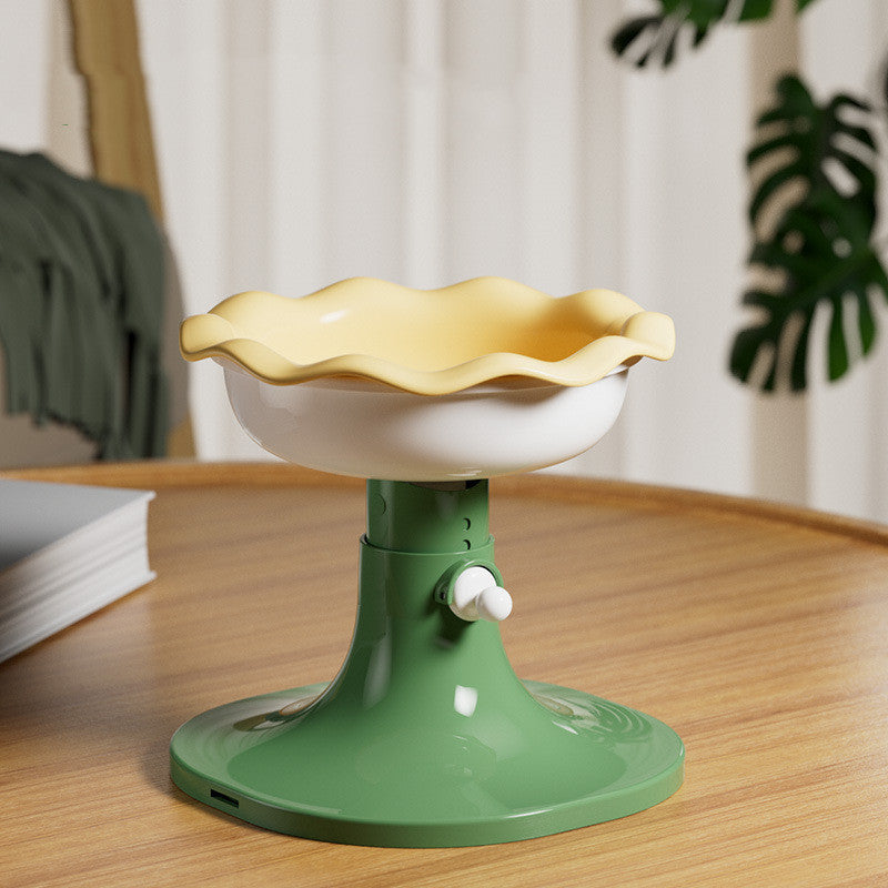 HKM-7352765 Adjustable Ceramic Cat Feeding Bowl - Multiple Colors Available