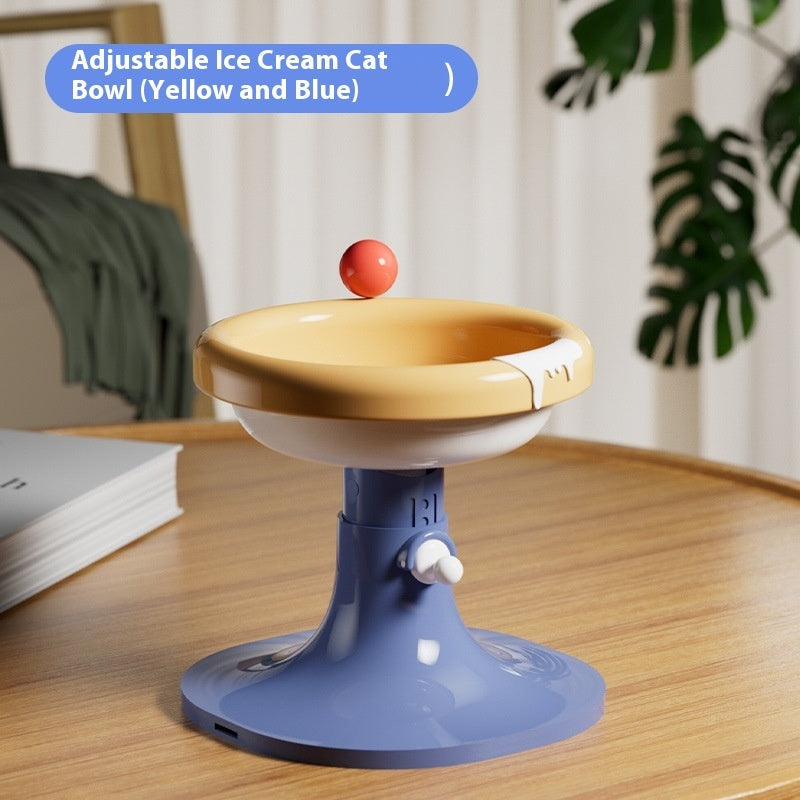 HKM-7352765 Adjustable Ceramic Cat Feeding Bowl - Multiple Colors Available