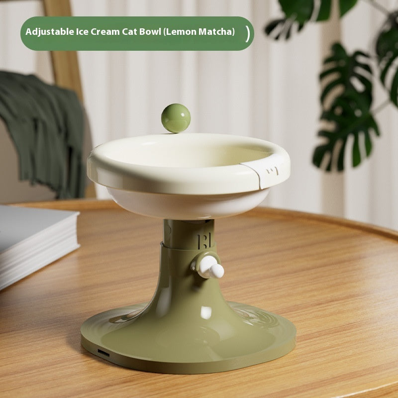 HKM-7352765 Adjustable Ceramic Cat Feeding Bowl - Multiple Colors Available