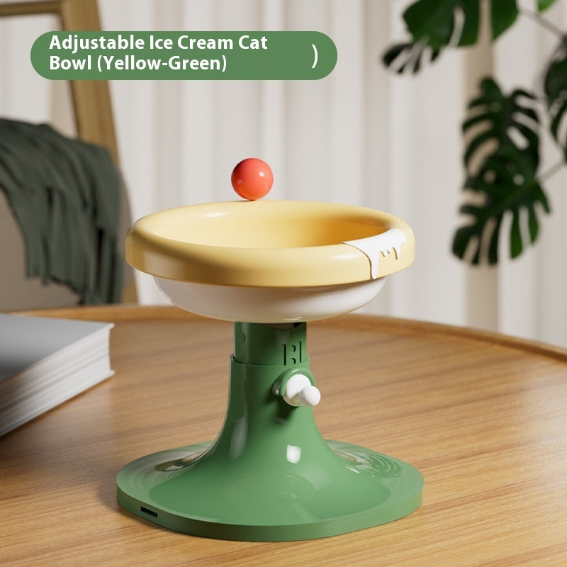 HKM-7352765 Adjustable Ceramic Cat Feeding Bowl - Multiple Colors Available