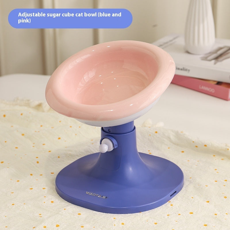 HKM-7352765 Adjustable Ceramic Cat Feeding Bowl - Multiple Colors Available