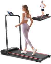 HKM-735379 Compact Home Office Treadmill with Armrests, Silent Motor, 12 Workout Programs, Remote Control, 265 lbs Capacity