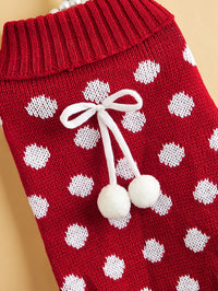 HKM-7354557 Polka Dot Lotus Leaf Sweater for Dogs and Cats in Red and Gray