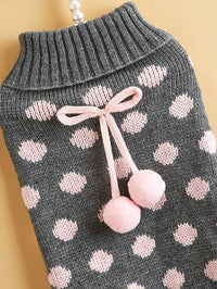 HKM-7354557 Polka Dot Lotus Leaf Sweater for Dogs and Cats in Red and Gray