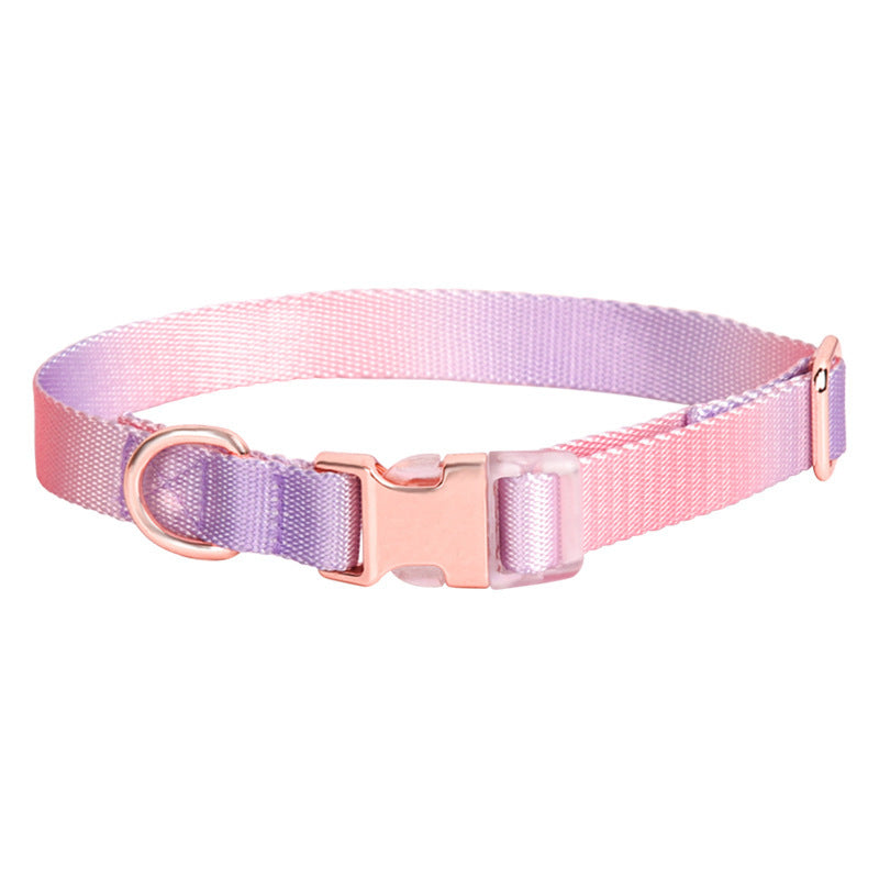 HKM-7356349 Adjustable Nylon Dog Collar in Gradient Colors for Small to Large Dogs
