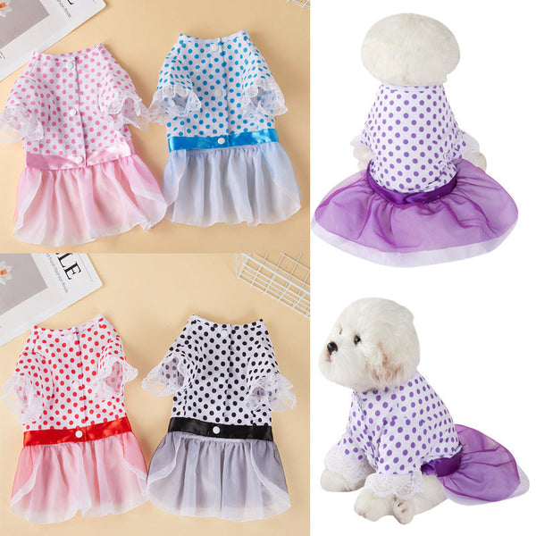 HKM-7357117 Polka Dot Breathable Tulle Skirt for Dogs - Available in Multiple Colors and Sizes