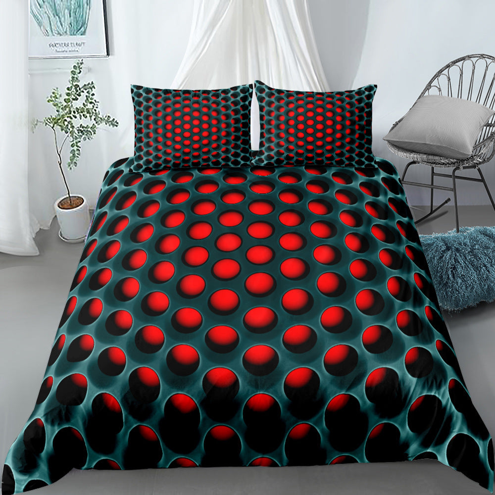 HKM-735827 Honeycomb Texture Three-Piece Polyester Duvet Cover Set