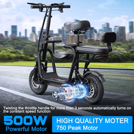 HKM-735827 Lightweight Electric Hybrid Bike with 36V/48V Lithium Battery - 3 Speed Adult Mobility Scooter, 14" Wheels, Dual Suspension