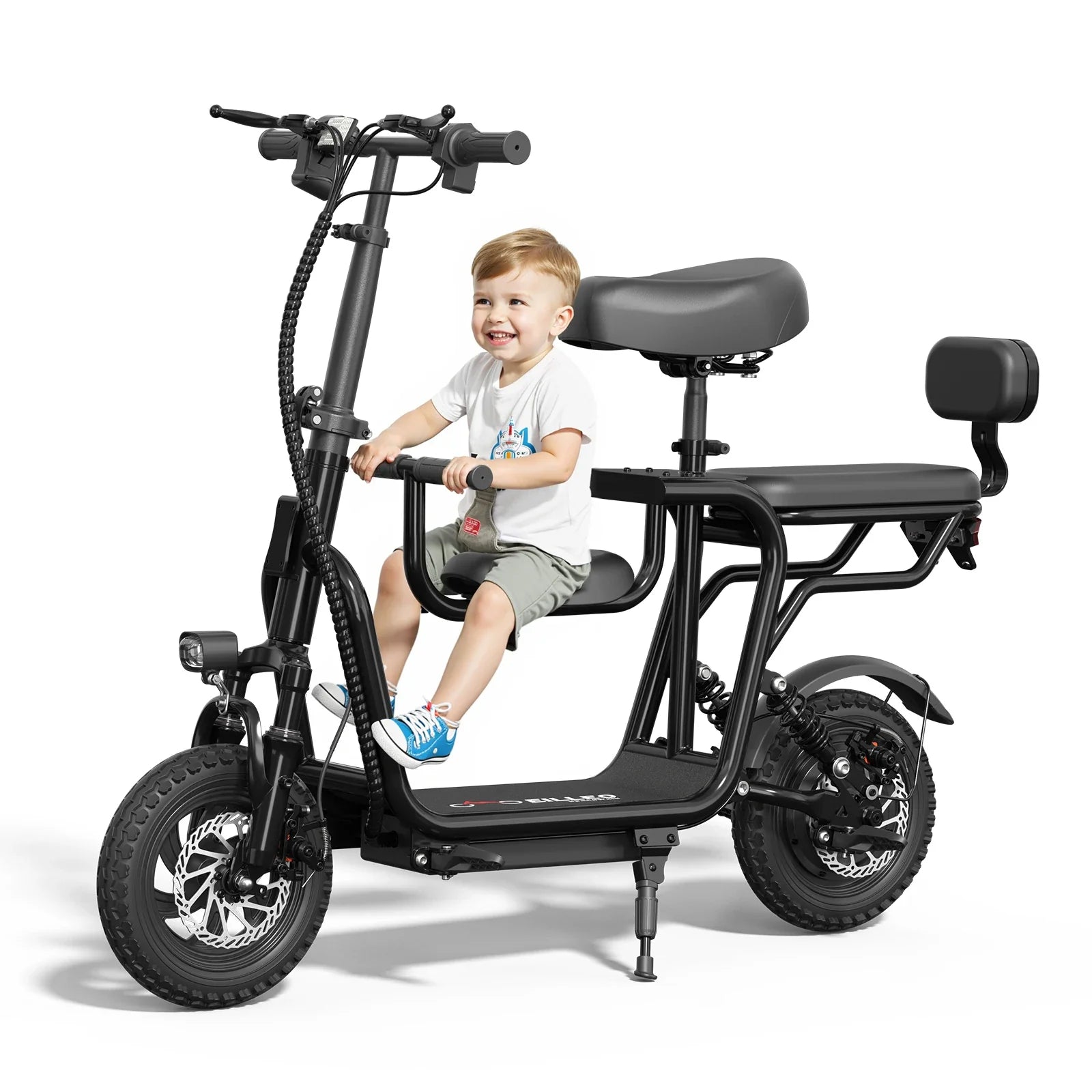 HKM-735827 Lightweight Electric Hybrid Bike with 36V/48V Lithium Battery - 3 Speed Adult Mobility Scooter, 14" Wheels, Dual Suspension