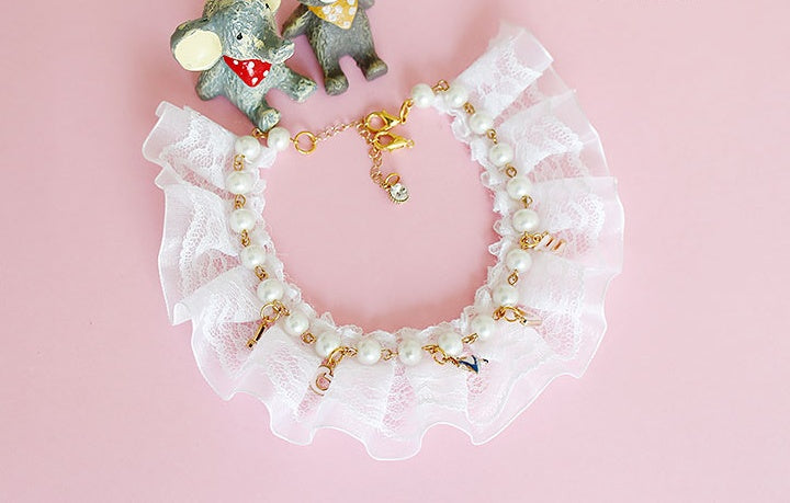 HKM-7358525 Pearl Necklace Accessory for Dogs and Cats - Adjustable Sizes XS to L