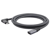 HKM-735891 USB Type-C Female to Male Fast Charging Adapter Cable - 90° Bend, 100W Power, 10Gbps Data Transfer, Metal Shell - 0.2m