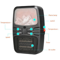 HKM-736019 Creative Portable Mini Desktop Heater with Flame Effect Light