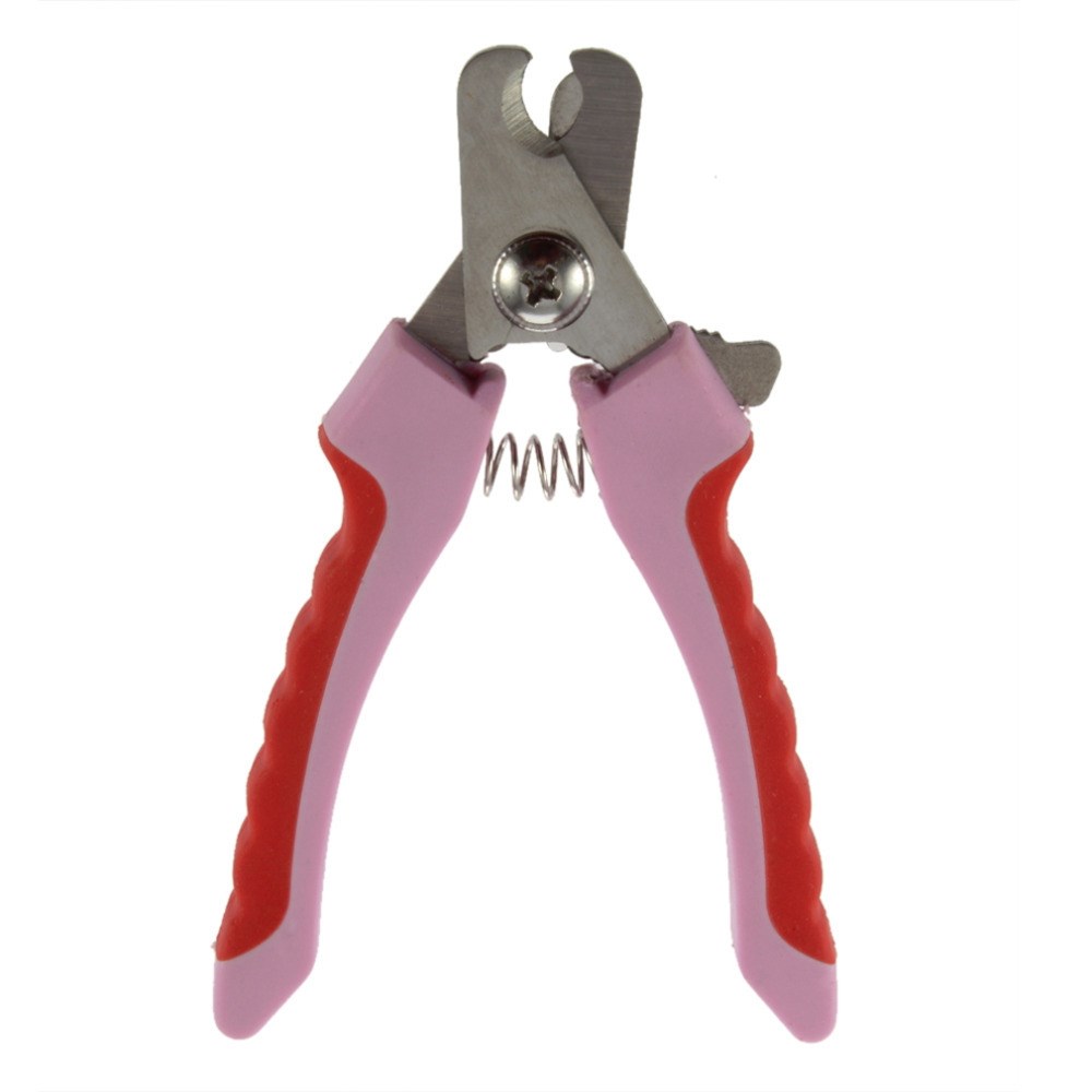 HKM-7360317 Pet Nail Clippers Scissors for Small Animals - Stainless Steel, 125mm, Pink