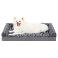 HKM-7360573 Removable and Washable U-shaped Pet Sofa in Gray, Embossed Velvet with Sponge Cushioning