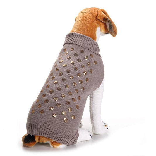 HKM-736083 Embroidered Pet Sweater for Autumn and Winter - Grey Acrylic, Multiple Sizes Available