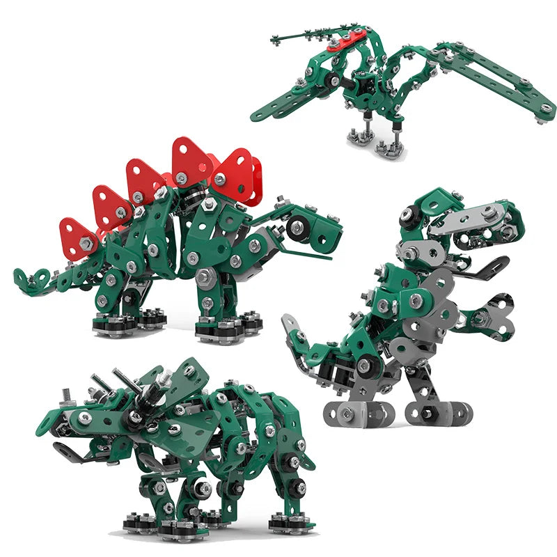 HKM-736083 Stainless Steel 3D Dinosaur Puzzle Blocks Toy Set for DIY Assembly - Educational Building Fun for All Ages