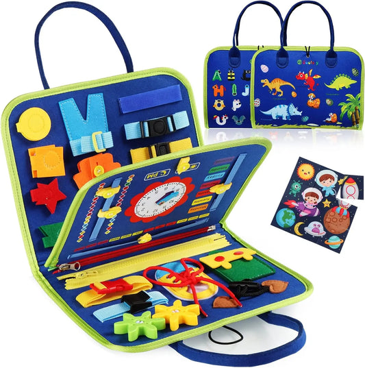 HKM-736147 Dinosaur Sensory Busy Board for Toddlers - Montessori Educational Toy for Ages 0-7
