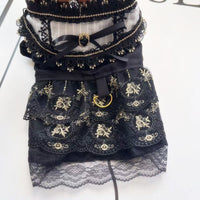 HKM-7361981 Gothic Style Golden Skirt Pet Clothes for Cats and Dogs - Sizes XS to XL