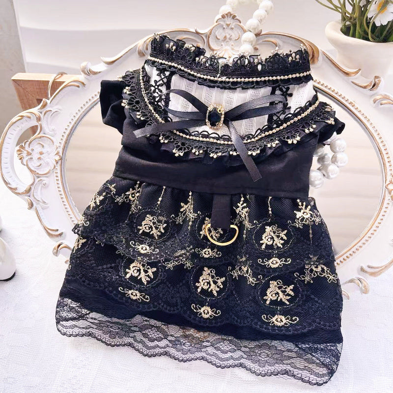HKM-7361981 Gothic Style Golden Skirt Pet Clothes for Cats and Dogs - Sizes XS to XL