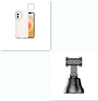HKM-736211 Selfie Flashing Mobile Phone Case with Adjustable Fill Light Stand for iPhone 7 Plus, X, XR, 11, 12