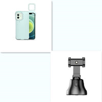 HKM-736211 Selfie Flashing Mobile Phone Case with Adjustable Fill Light Stand for iPhone 7 Plus, X, XR, 11, 12