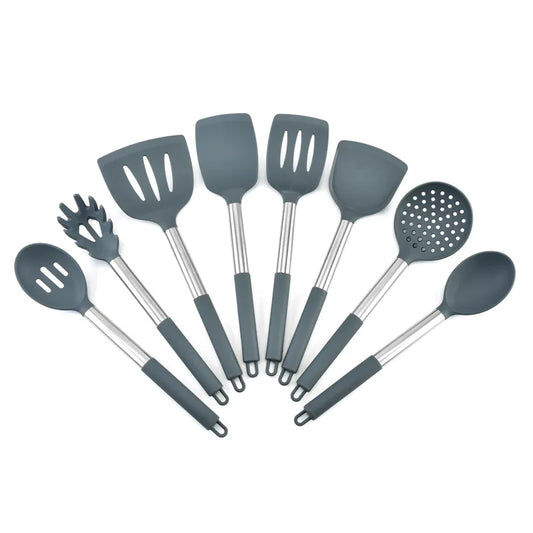 HKM-736211 Stainless Steel and Silicone Kitchenware Set for Versatile Cooking and Baking