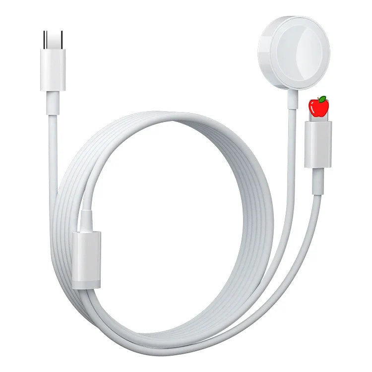 HKM-736403 2-in-1 USB C Wireless Charger for Apple Watch and iPhone, Magnetic Fast Charging for Series 7 SE 6 5 4 3 2 1