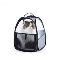 HKM-7364541 Foldable Portable Cat Carrier Bag - Lightweight Transparent Design in Gray