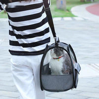 HKM-7364541 Foldable Portable Cat Carrier Bag - Lightweight Transparent Design in Gray