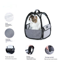 HKM-7364541 Foldable Portable Cat Carrier Bag - Lightweight Transparent Design in Gray