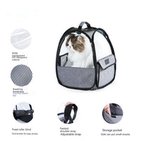 HKM-7364541 Foldable Portable Cat Carrier Bag - Lightweight Transparent Design in Gray