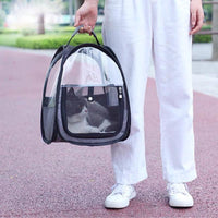 HKM-7364541 Foldable Portable Cat Carrier Bag - Lightweight Transparent Design in Gray